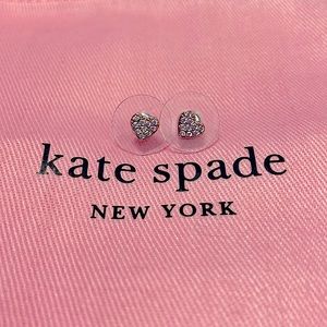 Kate spade rose gold heart pave stud earrings with gift bag